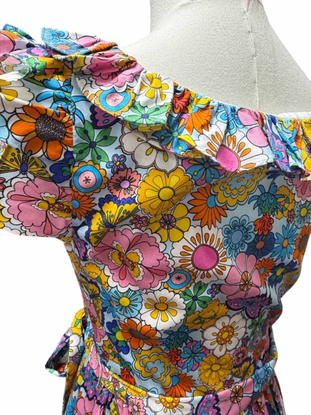 B-11 Borgo de Nor Lou Lou Good Vibes Pale Blue Floral Midi Dress - Picture 5 of 12
